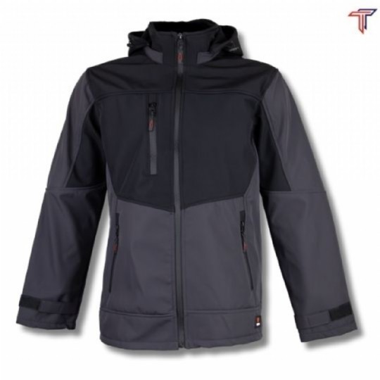SOFTSHEEL PARÇALI KAPŞONLU MONT  (Siyah-Gri)